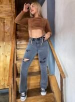 JEAN OXFORD ELASTIZADO GRIS NEVADO CON ROTURAS LASER - Imagen 5