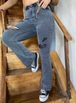 JEAN OXFORD ELASTIZADO GRIS NEVADO CON ROTURAS LASER - Imagen 3