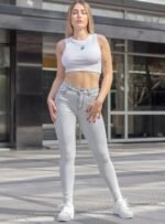 JEAN CLASICO ELASTIZADO GREY CON COSTURA NEGRO - Imagen 3