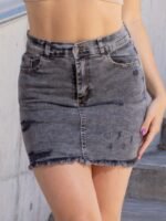 POLLERA ELASTIZADA GRIS CON ROTURAS LÁSER