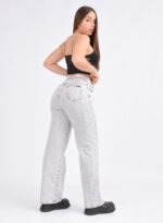 JEAN WIDE GREY RIGIDO CON ROTURAS LASER - Imagen 7