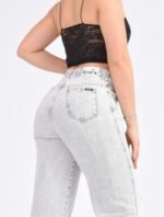 JEAN WIDE GREY RIGIDO CON ROTURAS LASER - Imagen 8