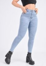 JEANS CLASICO RE- ELASTIZADO CELESTE CLARO  CON BIGOTES LASER - Imagen 6