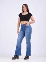 JEAN WIDE ELASTIZADO CELESTE CON BIGOTES - Imagen 4