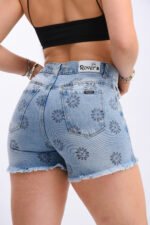 SHORT RÍGIDO CELESTE MARGARITA DESHILACHADO - Imagen 2