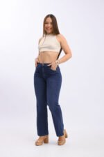 JEAN WIDE LEG ELASTIZADO AZUL CON AVERTURA EN LA BOTA - Imagen 5