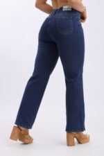 JEAN WIDE LEG ELASTIZADO AZUL CON AVERTURA EN LA BOTA - Imagen 3