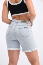 Bermuda Rígida Celeste Clarito con Roturas Láser - Imagen 2
