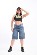 Bermuda Baggy Rígido Azul Localizado - Imagen 5