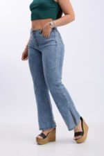 Jean Wide Leg Elaztizado Azul con Abertura Lateral - Imagen 4