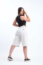 Bermuda Baggy Rígido Blanco Rayado - Imagen 6