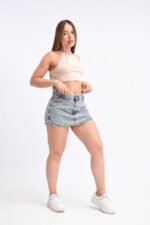 SHORT-POLLERA RÍGIDO AZUL ANIMAL PRINT - Imagen 5