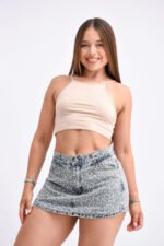 SHORT-POLLERA RÍGIDO AZUL ANIMAL PRINT - Imagen 4