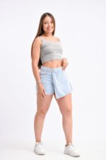 Short-Pollera Rígido Celeste Rayado - Imagen 5