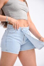 Short-Pollera Rígido Celeste Rayado - Imagen 3