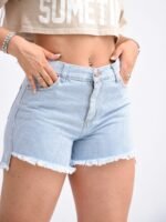 SHORT RÍGIDO CELESTE RAYADO