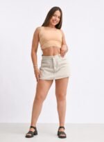 SHORT-POLLERA RÍGIDO BEIGE - Imagen 6