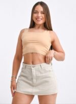 SHORT-POLLERA RÍGIDO BEIGE - Imagen 5