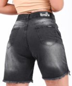 Bermuda Rígida Negro Localizado Ruedo Desilachado - Imagen 2