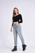 JEAN MON RIGIDO CELESTE MATIZADO LOCALIZADO CON BIGOTES - Imagen 5