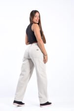 JEAN BAGGY RIGIDO CARPINTERO BEIGE CON CINTURA REGULADORA - Imagen 7