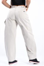 JEAN BAGGY RIGIDO CARPINTERO BEIGE CON CINTURA REGULADORA - Imagen 2