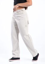 JEAN BAGGY RIGIDO CARPINTERO BEIGE CON CINTURA REGULADORA