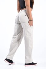 JEAN BAGGY RIGIDO CARPINTERO BEIGE CON CINTURA REGULADORA - Imagen 3