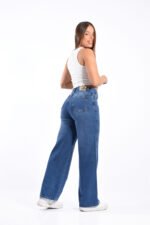 JEAN WIDE RIGIDO AZUL CON BIGOTES LASER - Imagen 6