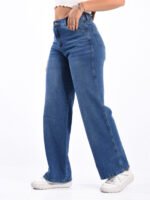 JEAN WIDE RIGIDO AZUL CON BIGOTES LASER - Imagen 3