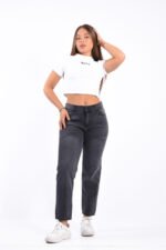 JEAN MOM RIGIDO GRIS LOCALIZADO CON BIGOTES - Imagen 6