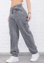 JEAN BAGGY RIGIDO GRIS CARPINTERO CON CINTURA REGULABLE