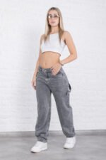 JEAN BAGGY RIGIDO GRIS CARPINTERO CON CINTURA REGULABLE - Imagen 9