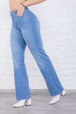 JEAN WIDE ELASTIZADO CELESTE CLARO CON BIGOTES LASER - Imagen 3