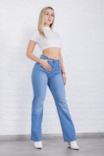 JEAN WIDE ELASTIZADO CELESTE CLARO CON BIGOTES LASER - Imagen 8