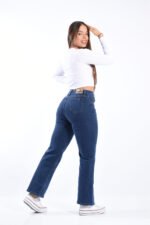 JEAN WIDE ELASTIZADO AZUL CON ROTURAS LASER - Imagen 6