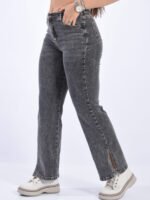 JEAN WIDE ELASTIZADO GRIS CON AVERTURA EN LA BOTA