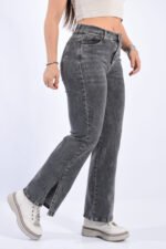 JEAN WIDE ELASTIZADO GRIS CON AVERTURA EN LA BOTA - Imagen 3