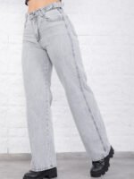 JEAN WIDE RIGIDO GREY CON CINTURA REGULADORA