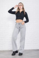 JEAN WIDE RIGIDO GREY CON CINTURA REGULADORA - Imagen 5