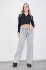 JEAN WIDE RIGIDO GREY CON CINTURA REGULADORA - Imagen 6