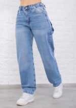 JEAN BAGGY RIGIDO AZUL CARPINTERO CON CINTURA REGULADORA