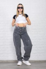 JEAN BAGGY RIGIDO GRIS CON ROTURAS LASER - Imagen 6