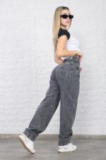 JEAN BAGGY RIGIDO GRIS CON ROTURAS LASER - Imagen 2