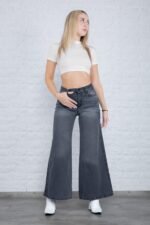 JEAN MEGA WIDE RIGIDO GRIS CON BIGOTES - Imagen 5