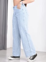 JEAN WIDE RIGIDO CELESTE RAYADO
