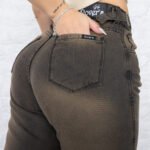 JEAN WIDE RIGIDO MATIZADO NARANJA CON CINTURA REGULADORA - Imagen 4