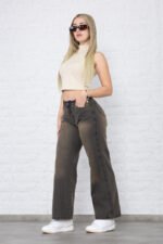 JEAN WIDE RIGIDO MATIZADO NARANJA CON CINTURA REGULADORA - Imagen 6