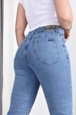 JEAN MOM RIGIDO CELESTE CON BIGOTES LASER - Imagen 7