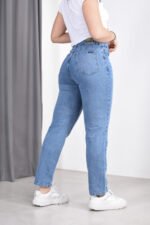 JEAN MOM RIGIDO CELESTE CON BIGOTES LASER - Imagen 2